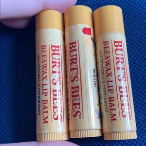 Set of three unopened original burts bees lip balm
